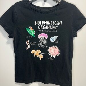 Glow in the Dark STEM Black Bioluminescent Organisms Graphic Tee Girls Size 5T